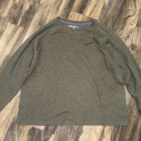 Eddie Bauer Fleece Crewneck Pullover Sweater Olive Green Men's Size XL - Picture 2 of 7